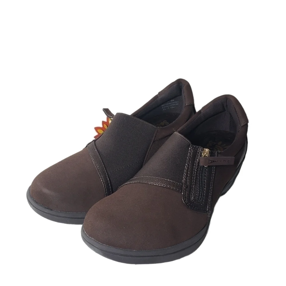 So Lite by Easy Street Dreamy Brown Multi-texture Slip-On Flat Comfort Shoes